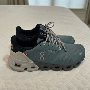 On Running Green and gray waterproof shoes